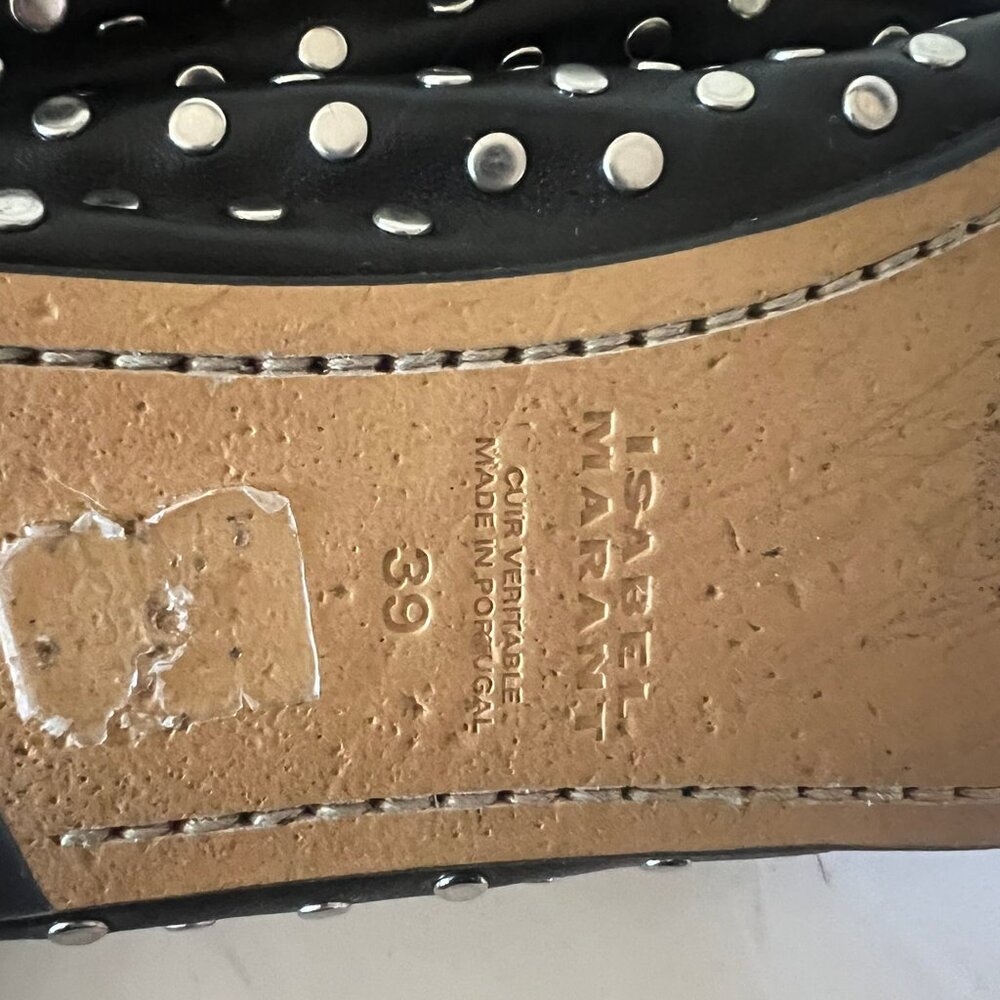 ISABEL MARANT BELNA STUDDED LEATHER BALLERINA FLATS SIZE 39 / 9 US - Picture 6 of 7